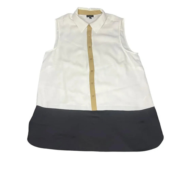 Talbots Petites Sleeveless Colorblock Button-Up Blouse Multicolor Women's Large - Picture 1 of 3